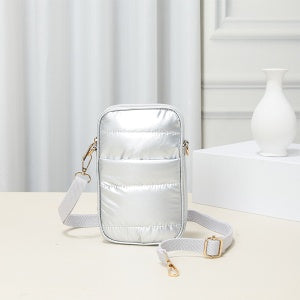 Silver Metalic/Puffy Cross Body Bag/jj