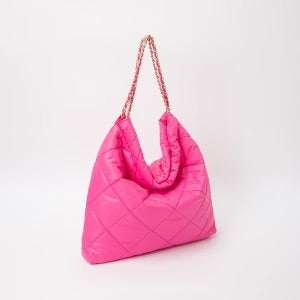 Fushia Quilted Puffy Hobo Bag/jj
