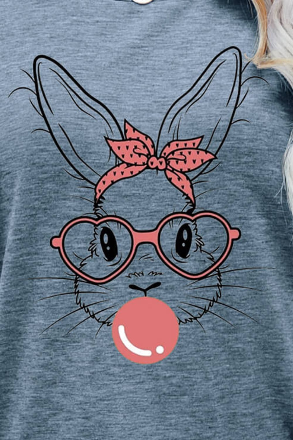 Easter Bunny Graphic Round Neck T-Shirt nt