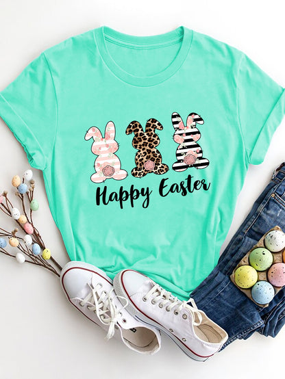 HAPPY EASTER Round Neck Short Sleeve T-Shirt nt