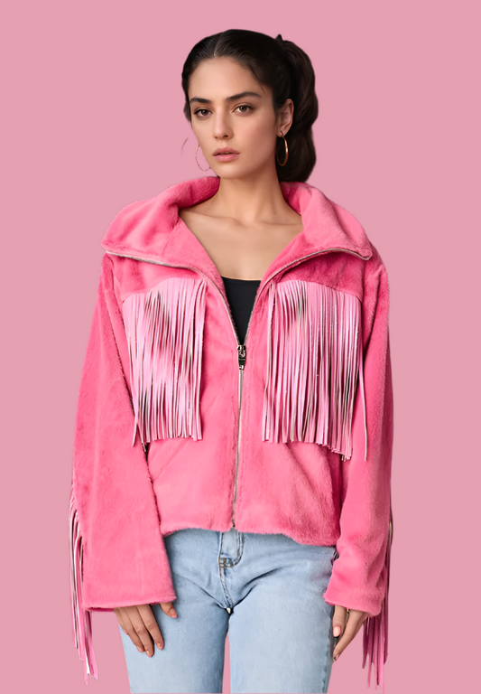 Fringe Zip Up Jacket