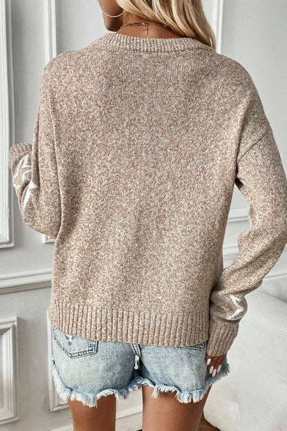 Star Round Neck Dropped Shoulder Sweater (Copy) (Copy)