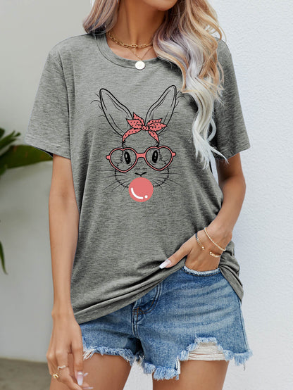 Easter Bunny Graphic Round Neck T-Shirt nt