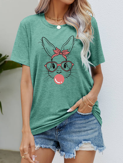 Easter Bunny Graphic Round Neck T-Shirt nt