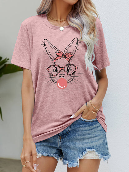 Easter Bunny Graphic Round Neck T-Shirt nt
