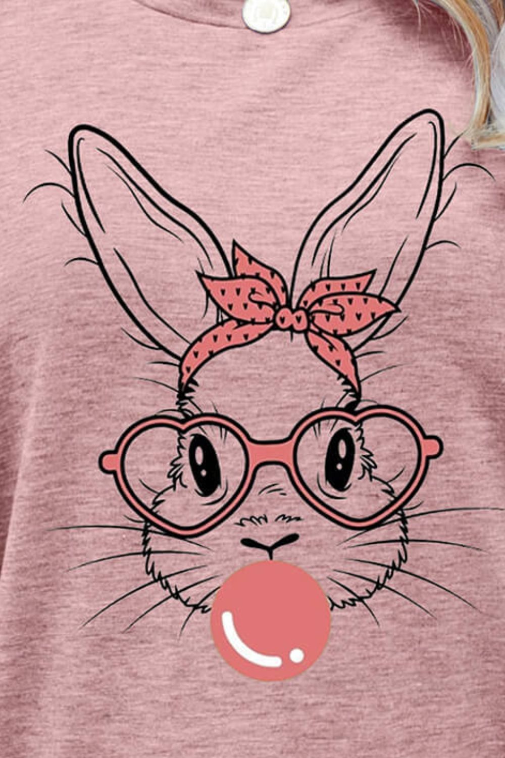 Easter Bunny Graphic Round Neck T-Shirt nt