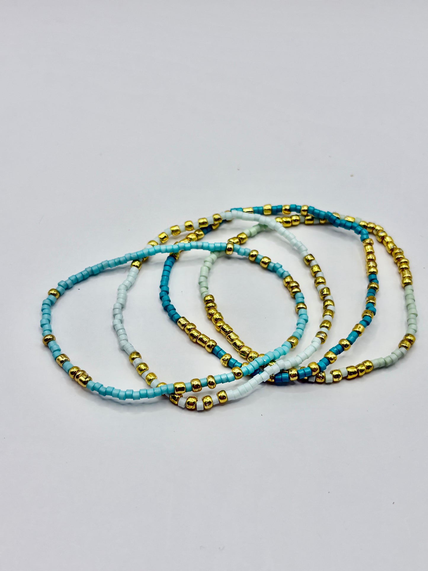 Gold/Blue Set Stretch Bracelets/jj/Code #3