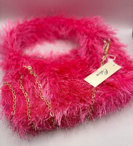 Hot Pink-Fuzzy Fru Fru Handbag/jj