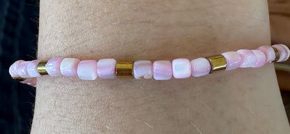 Bohemian Natural Shell Bracelet Set/Baby Pink/jj/Code #2