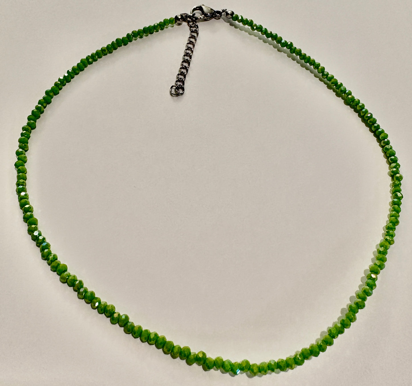 Green Beaded Little Girls Necklace Adjustable 12"-14"/jj/Code #15