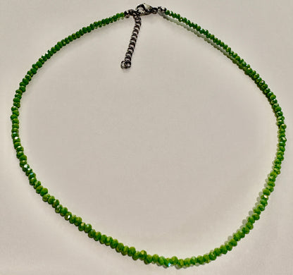Green Beaded Little Girls Necklace Adjustable 12"-14"/jj/Code #15