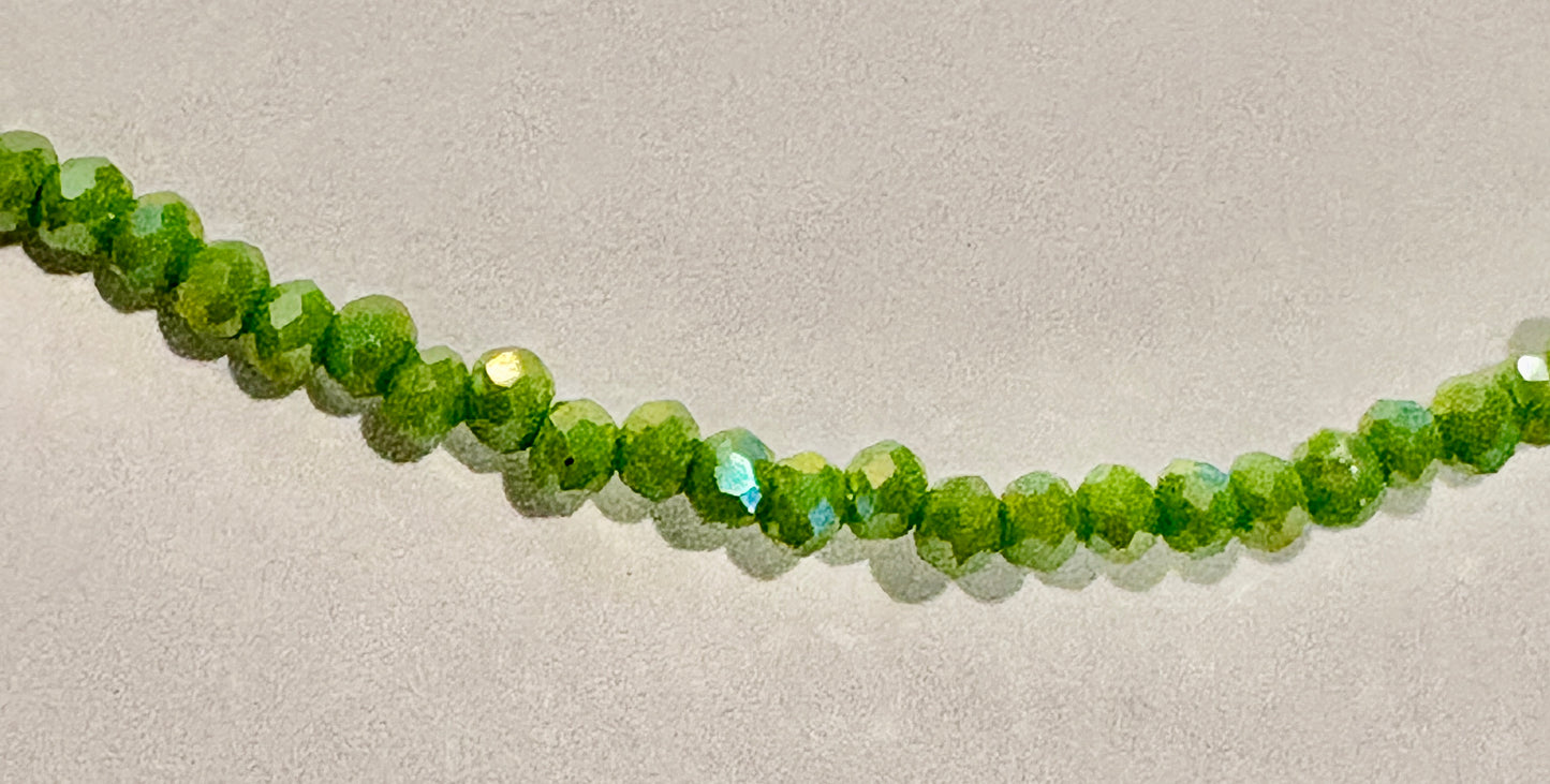 Green Beaded Little Girls Necklace Adjustable 12"-14"/jj/Code #15
