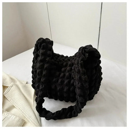 👜✨ Crossbody Bag With Pleated Design – 🧵 Embroidered Plaid Shoulder Bag 🎀 Large Capacity Quilted Tote Bags for Women 💖ps/tt