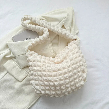 👜✨ Crossbody Bag With Pleated Design – 🧵 Embroidered Plaid Shoulder Bag 🎀 Large Capacity Quilted Tote Bags for Women 💖ps/tt