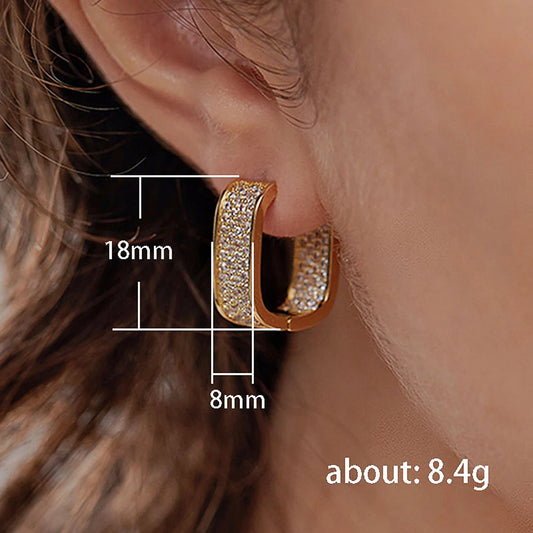 Rectangle Krystal Gold Earrings