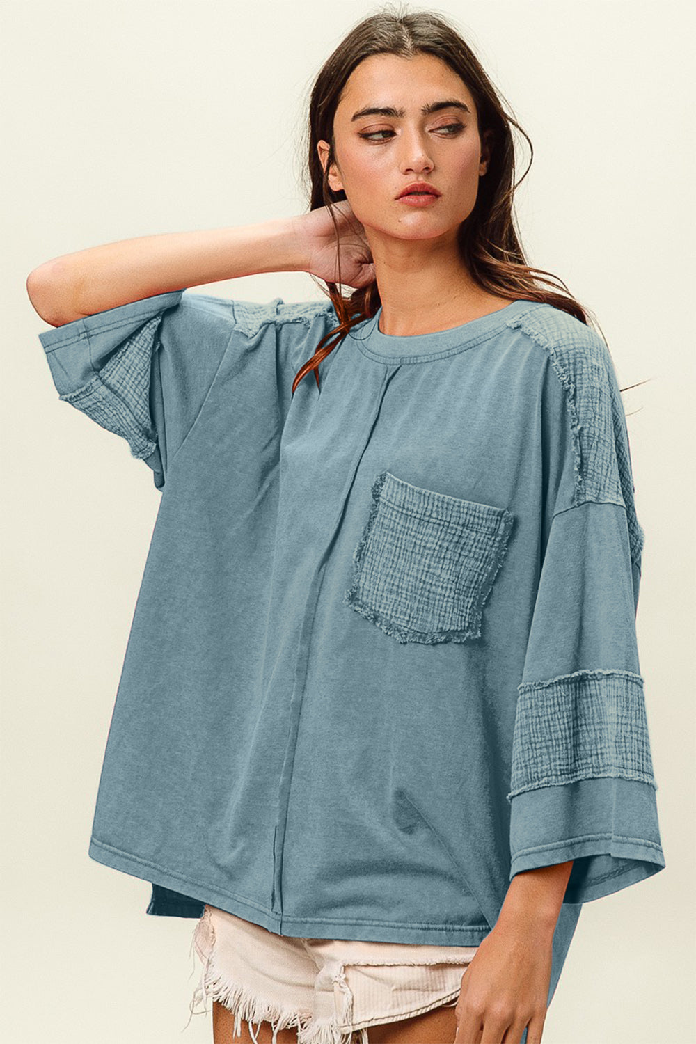 BiBi High-Low Washed T-Shirt nt
