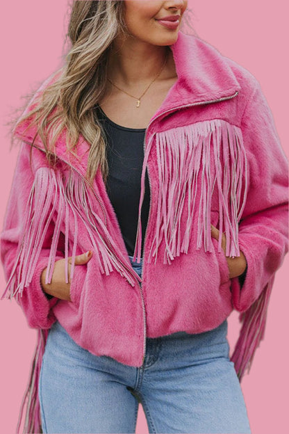Fringe Zip Up Jacket