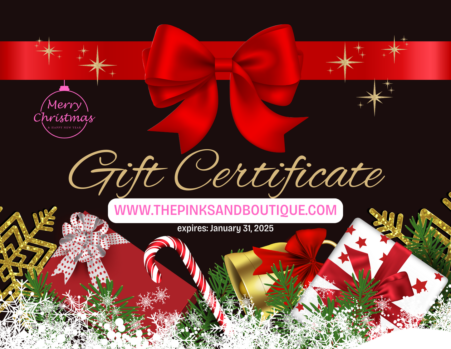 Christmas Gift Card for The Pink Sand Boutique