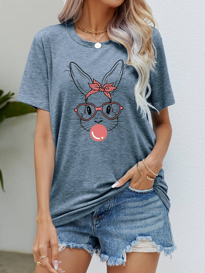 Easter Bunny Graphic Round Neck T-Shirt nt