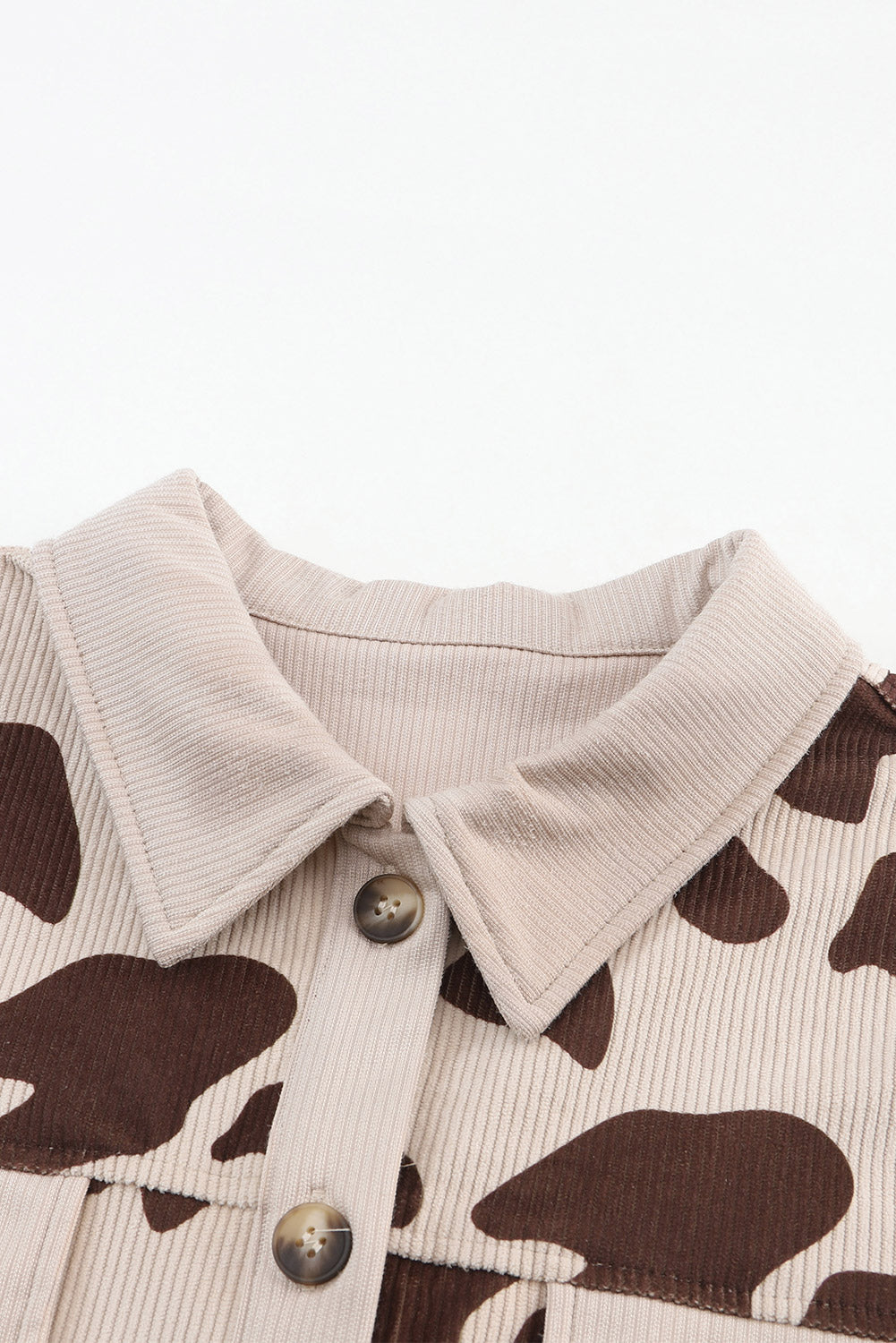 Cow Print Button Up Corduroy Shacket