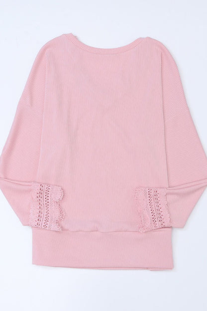 Lace Detail V-Neck Long Sleeve T-Shirt