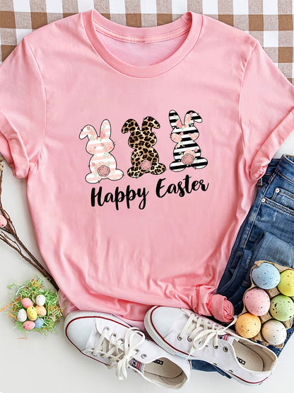HAPPY EASTER Round Neck Short Sleeve T-Shirt nt