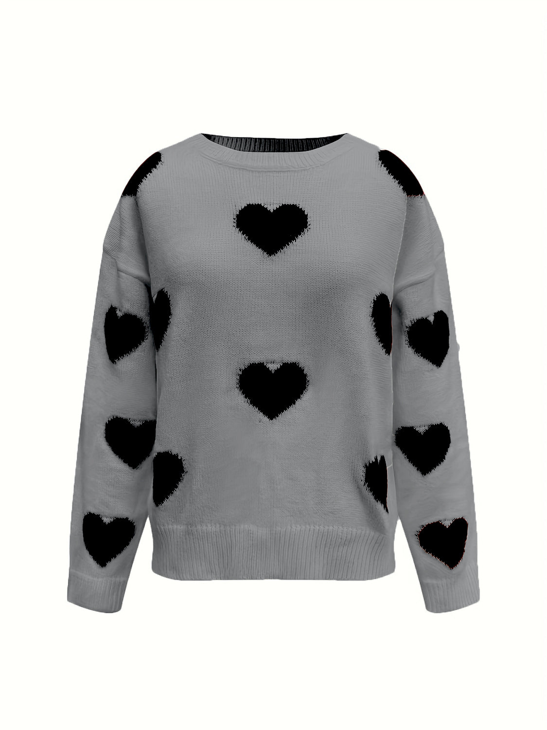 Valentine’s Day Heart Round Neck Long Sleeve Sweater nt